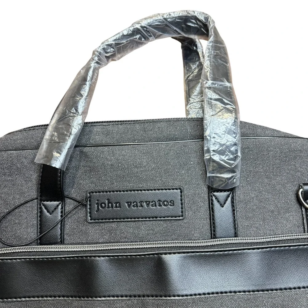 John Varvatos Gray 17in Laptop Bag Soft Case Mens Adjustable Shoulder Strap